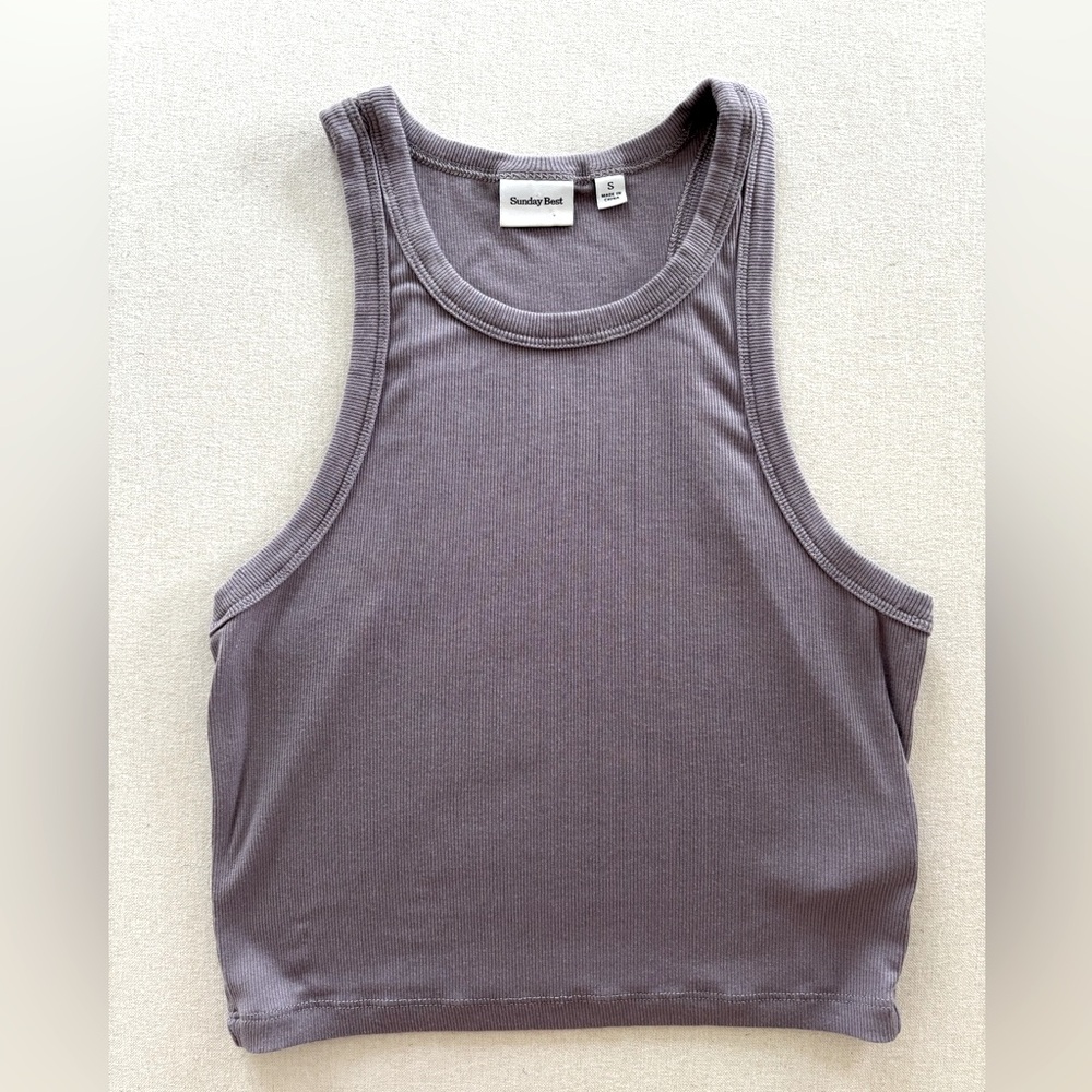 Sunday Best Aritzia mauve purple grey tank top cropped S